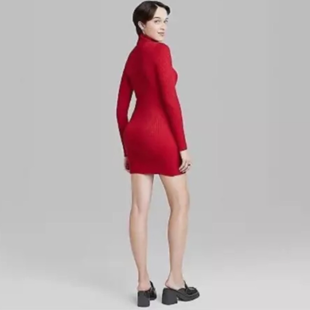 Wild Fable Red Turtleneck Sweater Dress